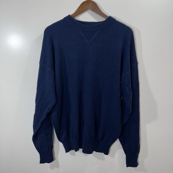 Mens Cashmere Sweater Sz L Navy Timeless Minimalism Understated Luxury Old Money - Picture 1 of 7